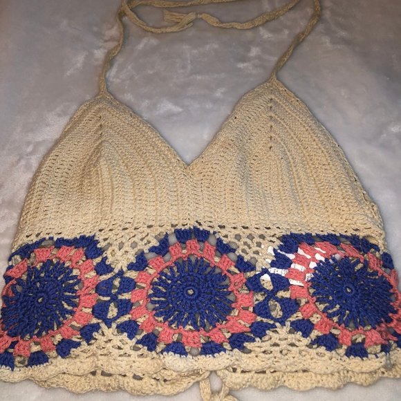 Urban Outfitters Crochet Tie Crop Top S - Picture 3 of 6